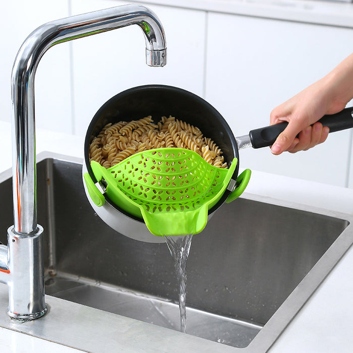 Silicone Pot Strainer & Spill-Proof Drain Clip