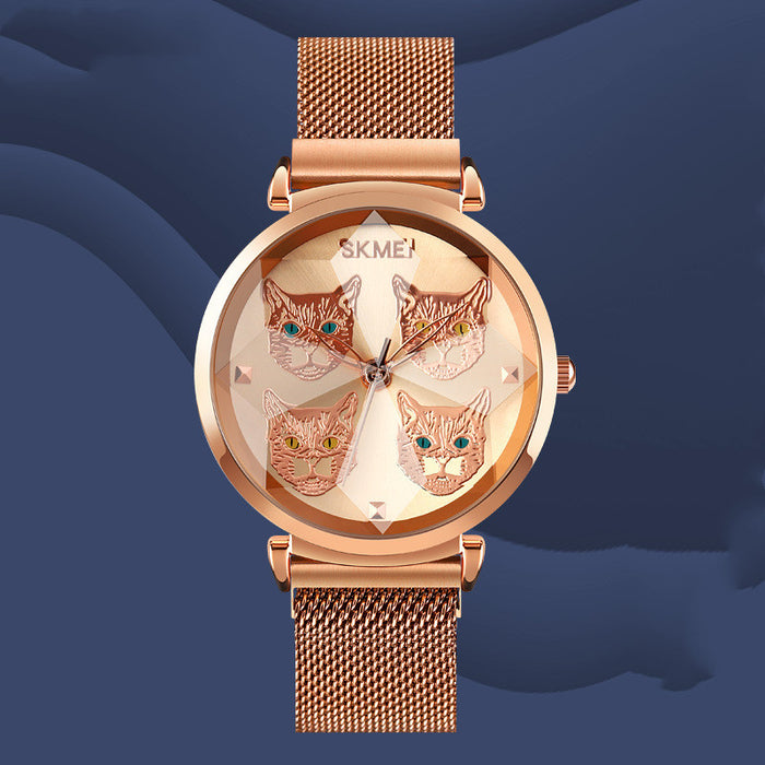 Rose Gold Mesh Strap Quartz Watch