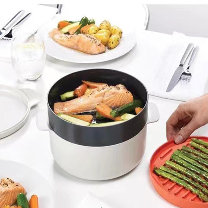Microwave Steamer Container with Non-Stick Base